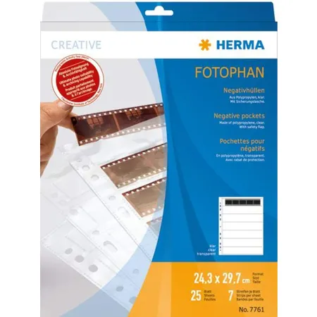 HERMA Negativhüllen für 7 x 5 Streifen, transparent, 25 Stück