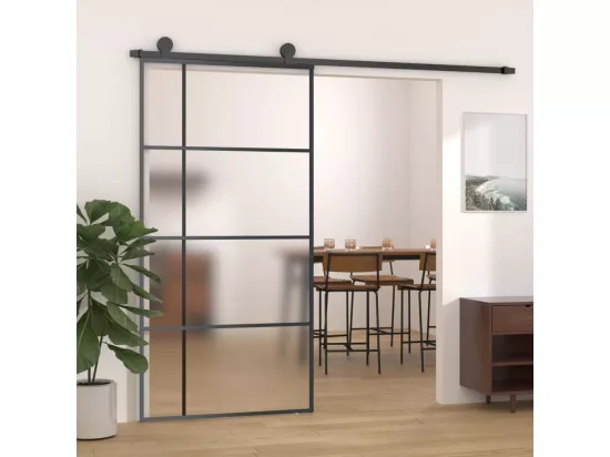 Porte coulissante Verre ESG dépoli aluminium 102,5x205 cm Noir