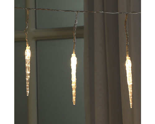 Lafiora ijspegelverlichtingsketting, 11,9 m lang + 10 m aansluitsnoer, 120 LED's, warm wit licht, inclusief timer en dimmer