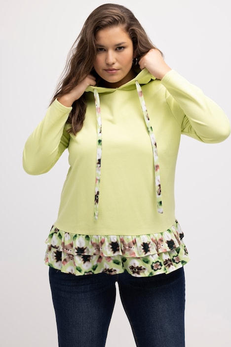 Hoodie, Lagenlook, A-Linie, Langarm, Kapuzenshirt
