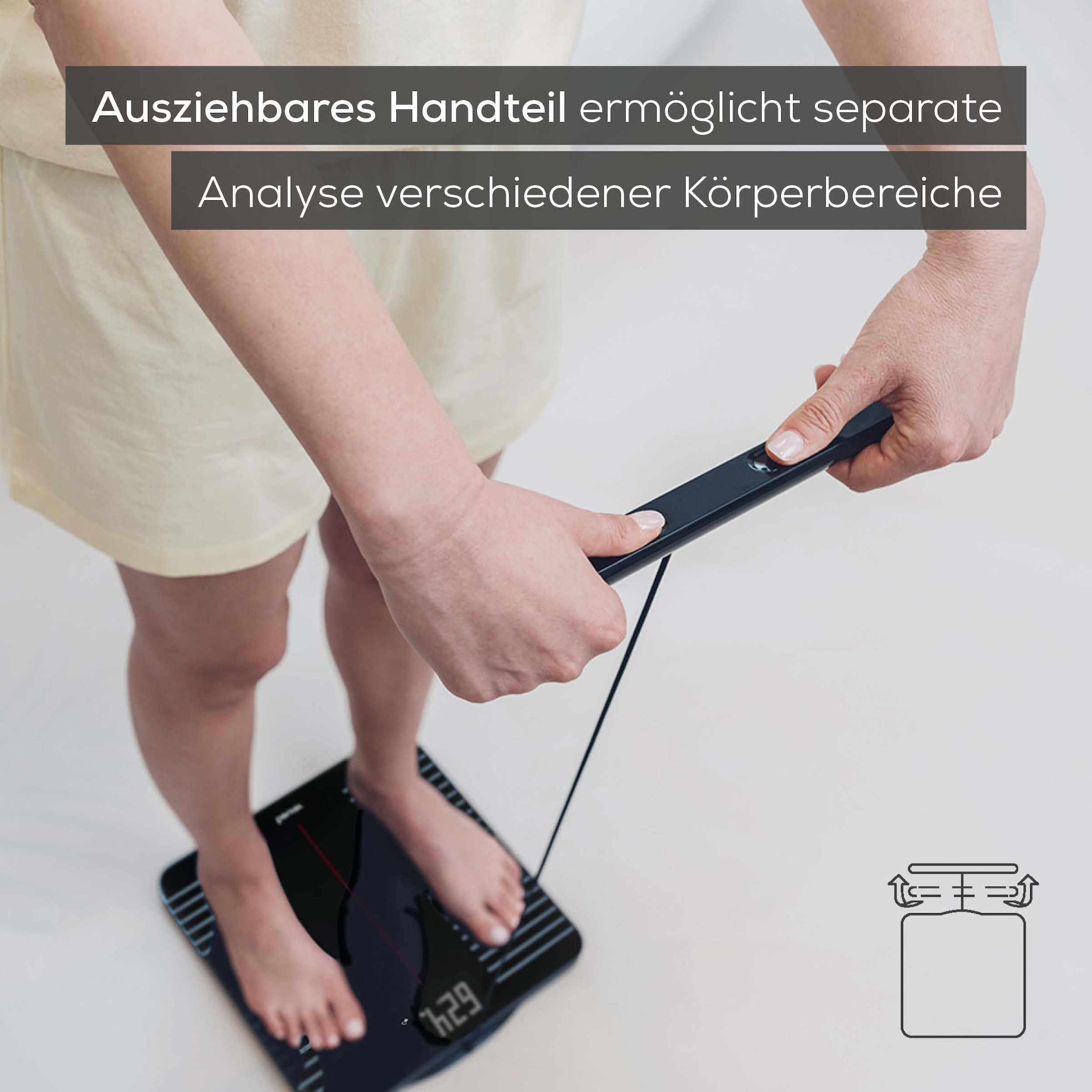 BEURER Körper-Analyse-Waage »BF 990 Diagnosewaage zur Ganzkörperanalyse, 180 kg, App-Verbindung« Mit Handsensoren und App-Anbindung via WIFI/Bluetooth, 25 Messwerte