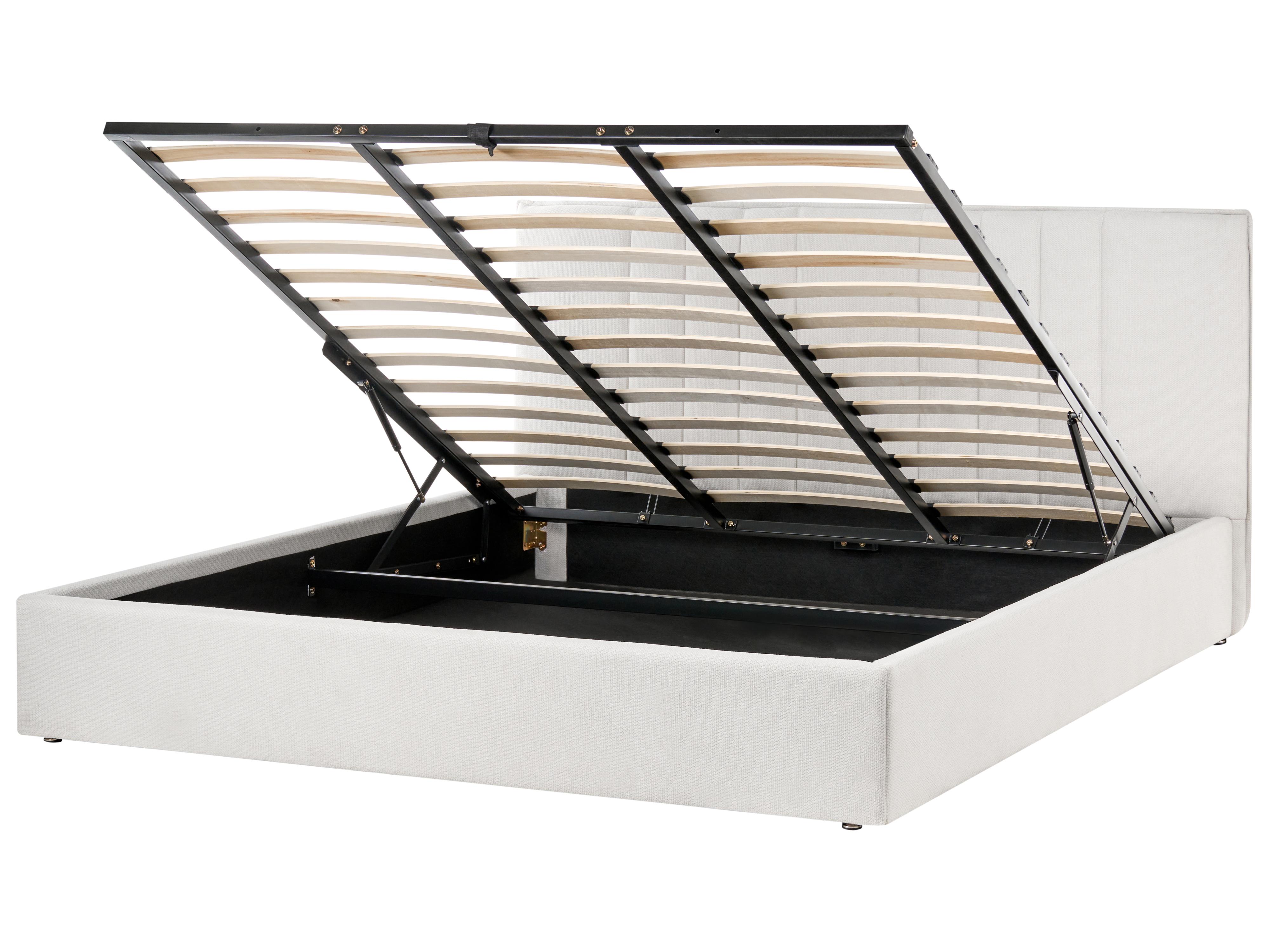 Bed met opbergruimte Stof TARASCON 180 x 200 cm Lichtbeige