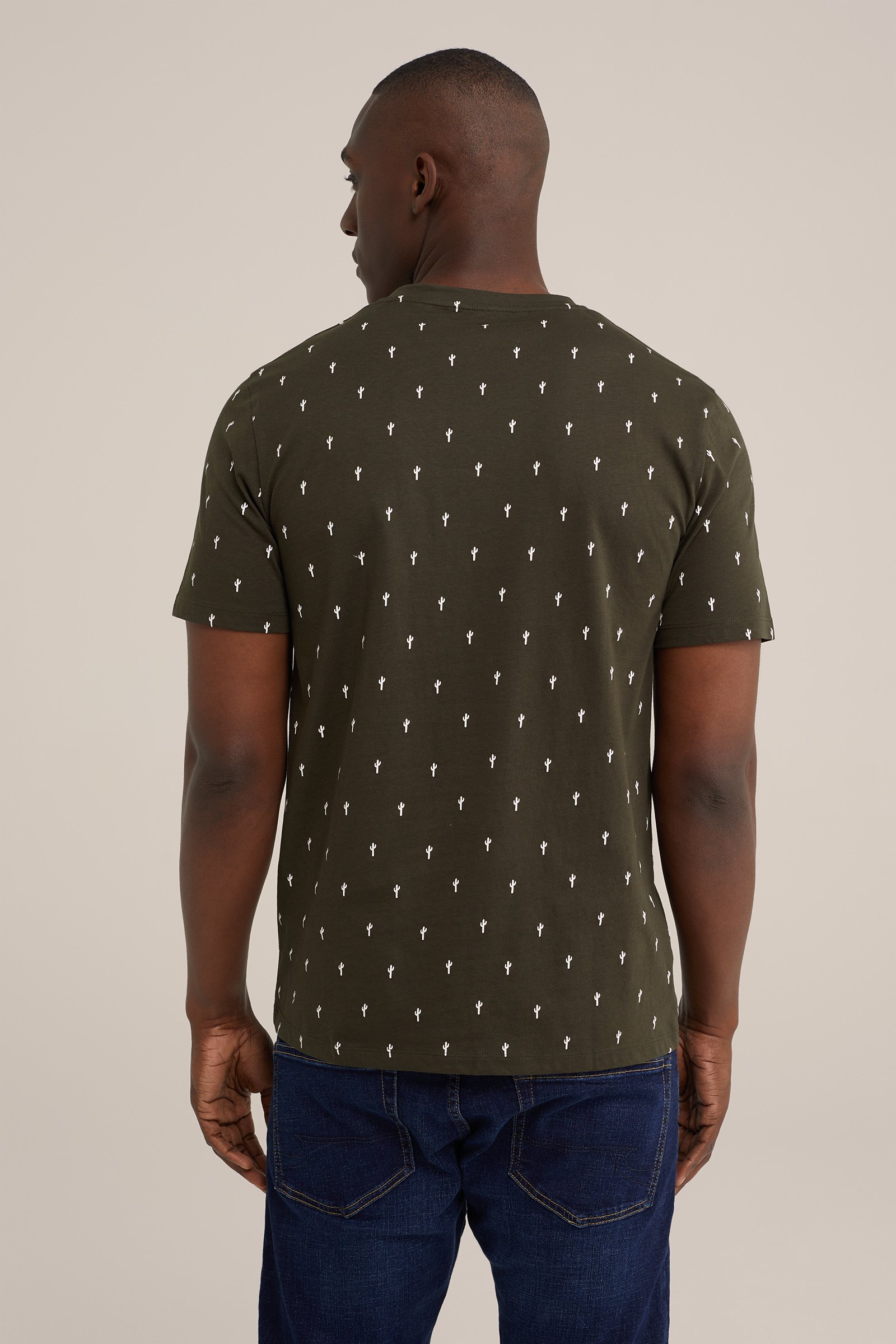 T-shirt met dessin WE Fashion Legergroen
