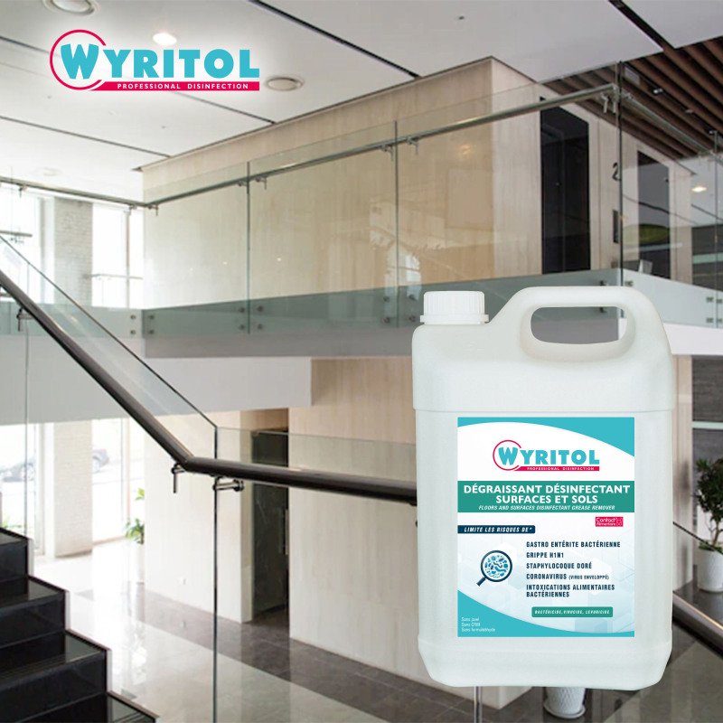 Dégraissant désinfectant surfaces et sols Wyritol Professional Desinfection - Bidon 5 L