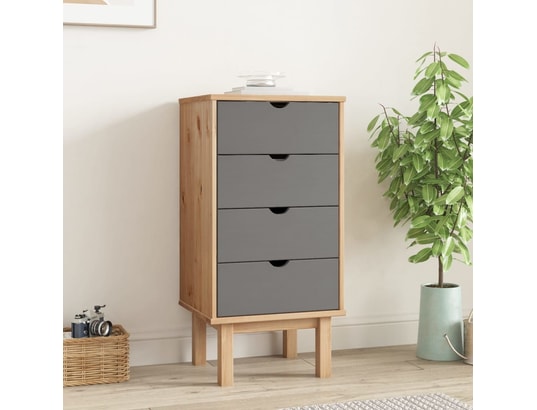 VIDAXL - Armoire à tiroirs marron et gris 46x39,5x90 cm bois pin mass...