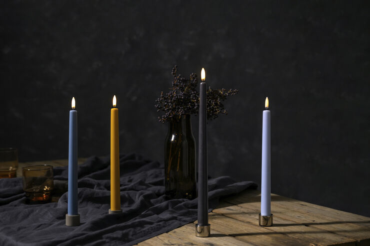 Uyuni LED taper candle, Skype blue, smooth, 2-pack, 2,3x25 cm Sky blue