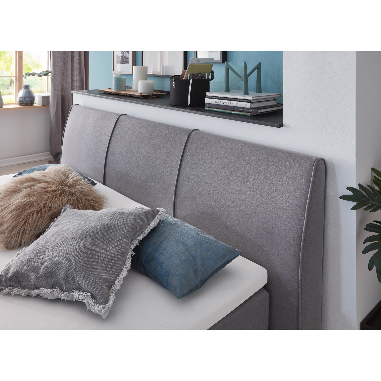 Boxspringbett - grau - H3/H4 - Taschenfederkern - 180x200 cm