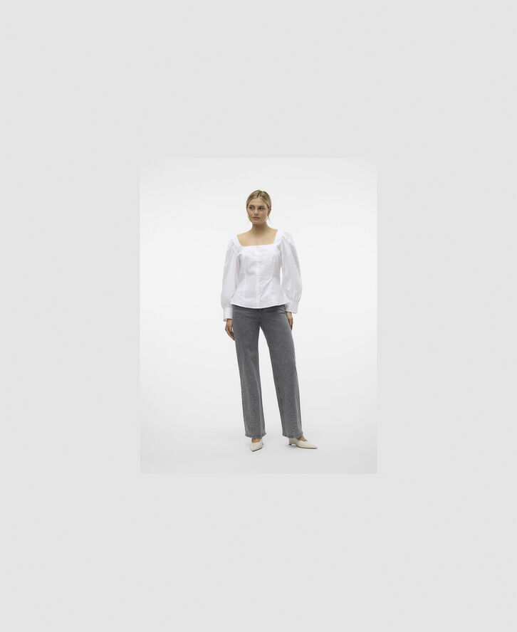Vero Moda VMTESSA HR WIDE STUDS DNM JEANS RA2 Light grey denim/studs