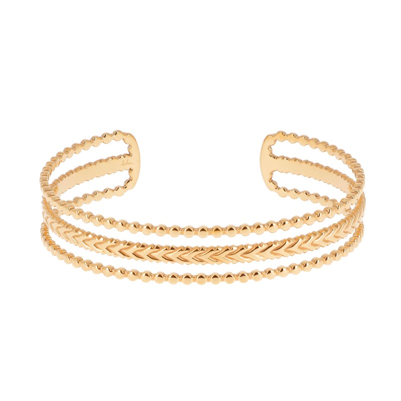 Bracelet rigide en acier doré ajustable