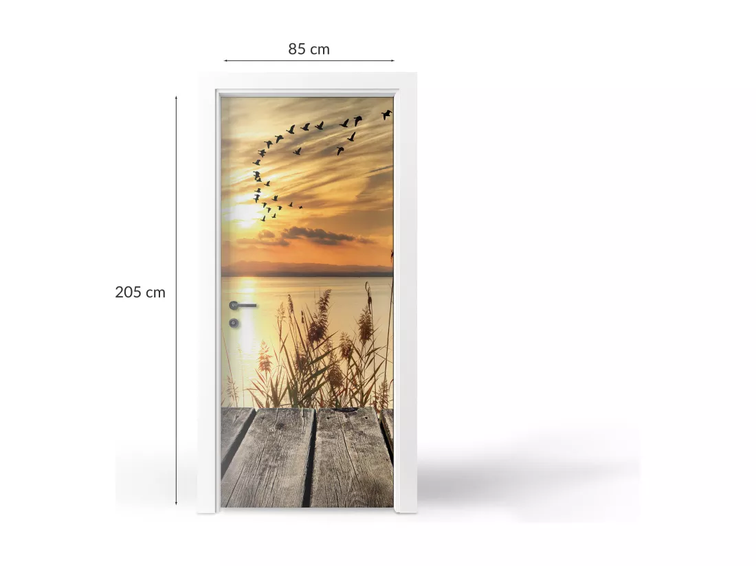 Papier peint photo pour portes intérieures - Coucher de soleil sur le lac 85x205 cm