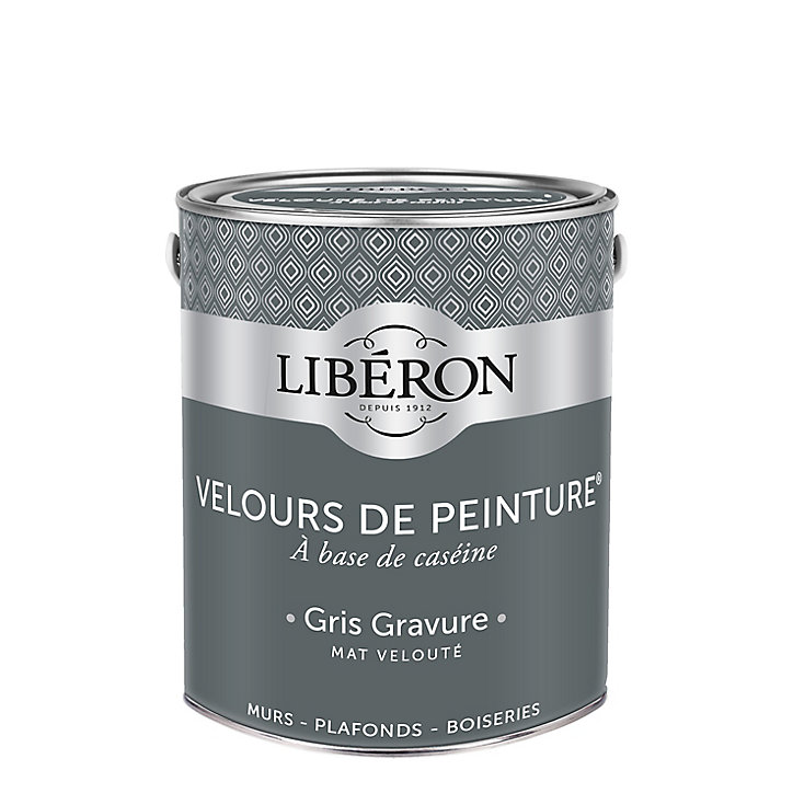 Peinture murs, plafonds et boiseries Velours de peinture gris gravure Libéron 2,5L