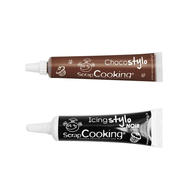 2 stylos glaçage chocolat & noir Scrapcooking