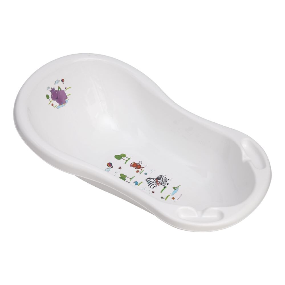 Lorelli Babybadewanne Hippo Ablagefächer 84 cm lang ergonomische Form ab Geburt weiß