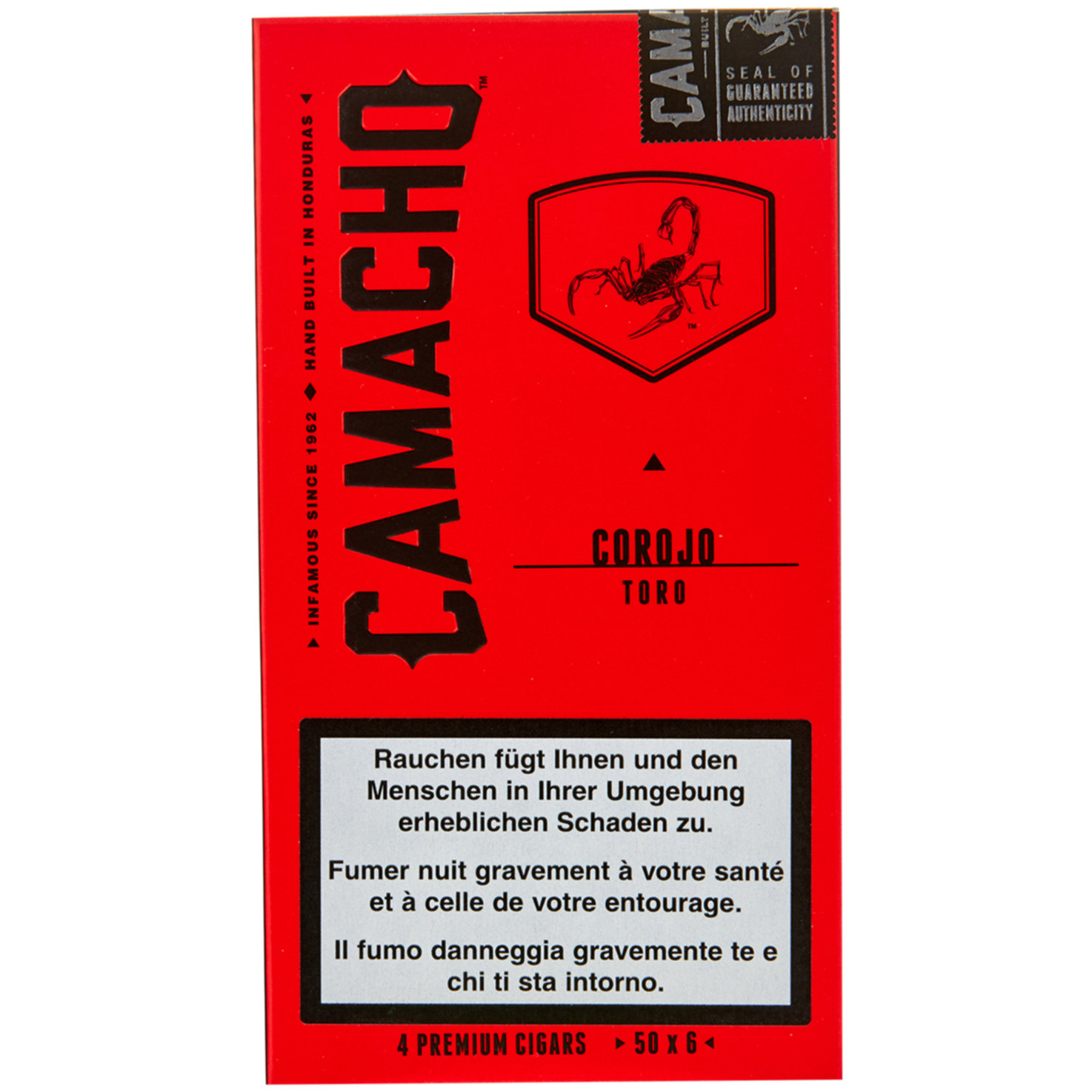 Camacho Corojo Toro Cello Zigarren 4 Stück