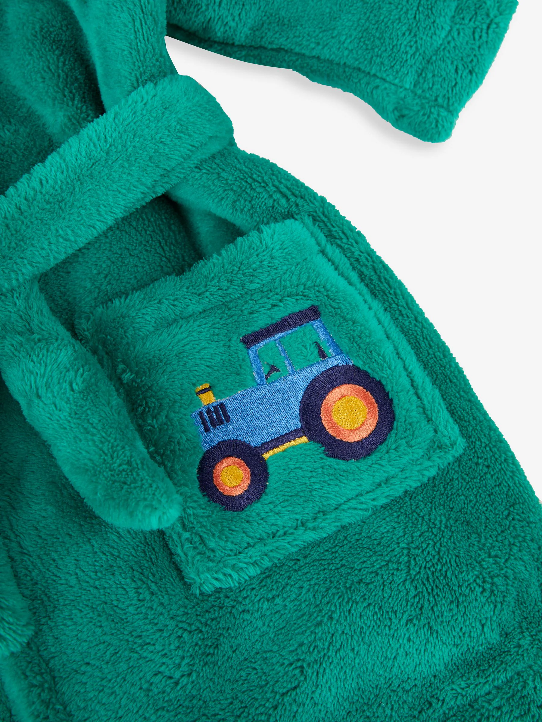 Groen met traktorenprint - JoJo Maman Bébé - Kamerjas met graafmachineprint
