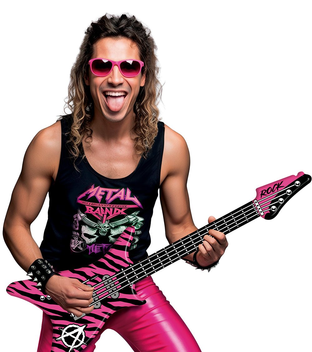 Gitaar Opblaas Zwart Roze 95cm
