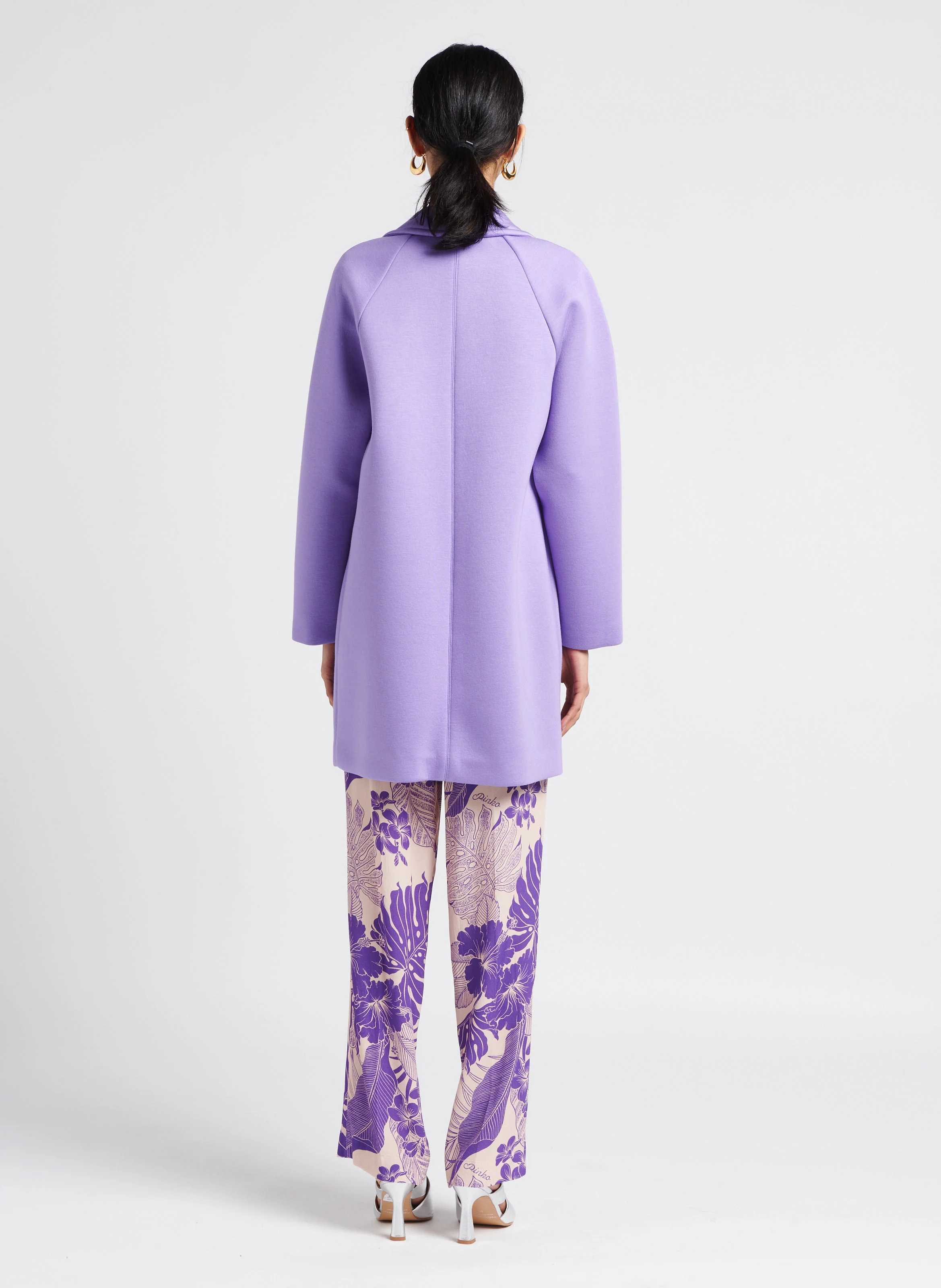 CEDRATA - Manteau col tailleur en maille mélangée| Violet