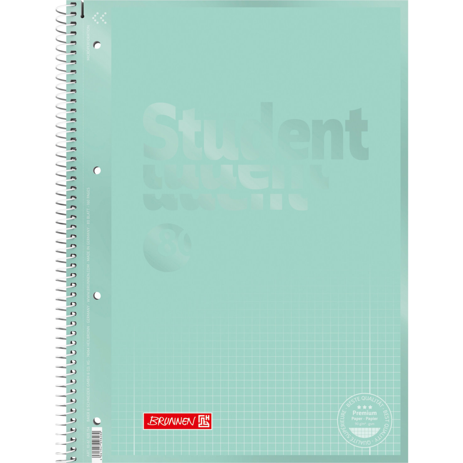Brunnen Collegebblock A4 kariert mint