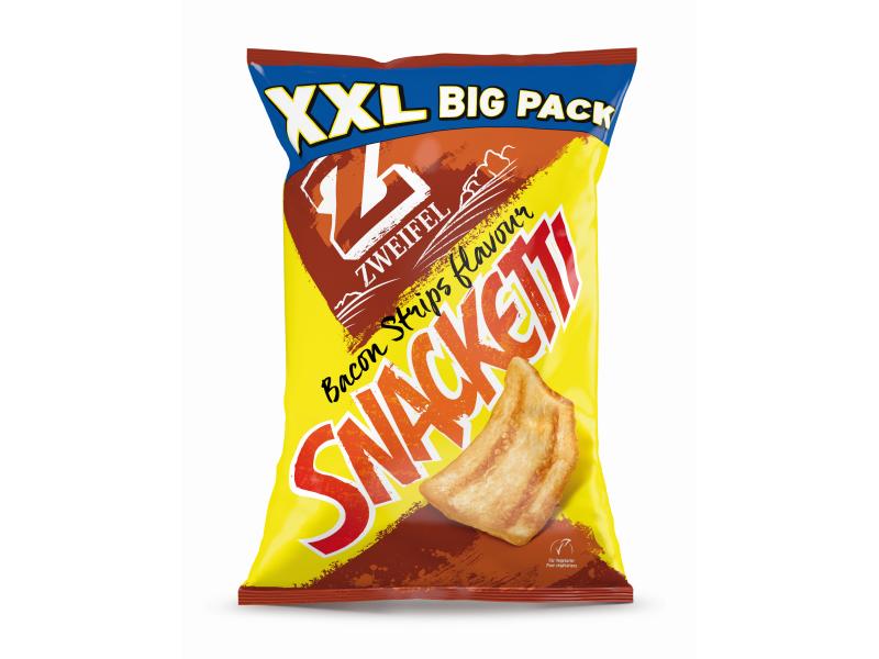 Zweifel Chips Snacketti Bacon Strips XXL 255 g Knusprige Kartoffelsnacks mit Speckgeschmack