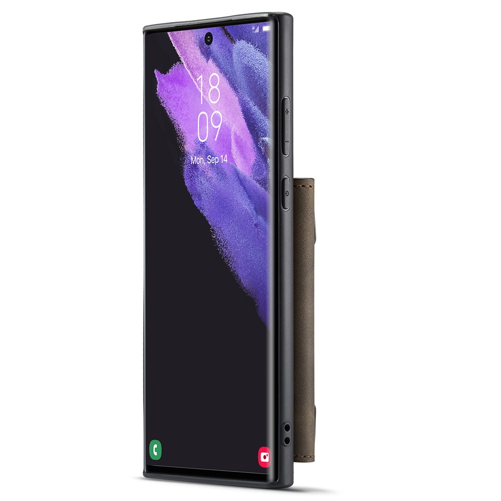 2in1 Samsung Galaxy S24 Ultra Leder Hülle Wallet   Magnetisches Kreditkartenfach - Dunkelbraun