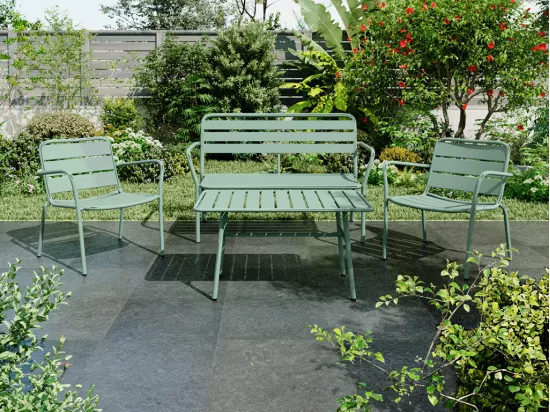Table basse de jardin en métal - Vert amande - MIRMANDE de MYLIA