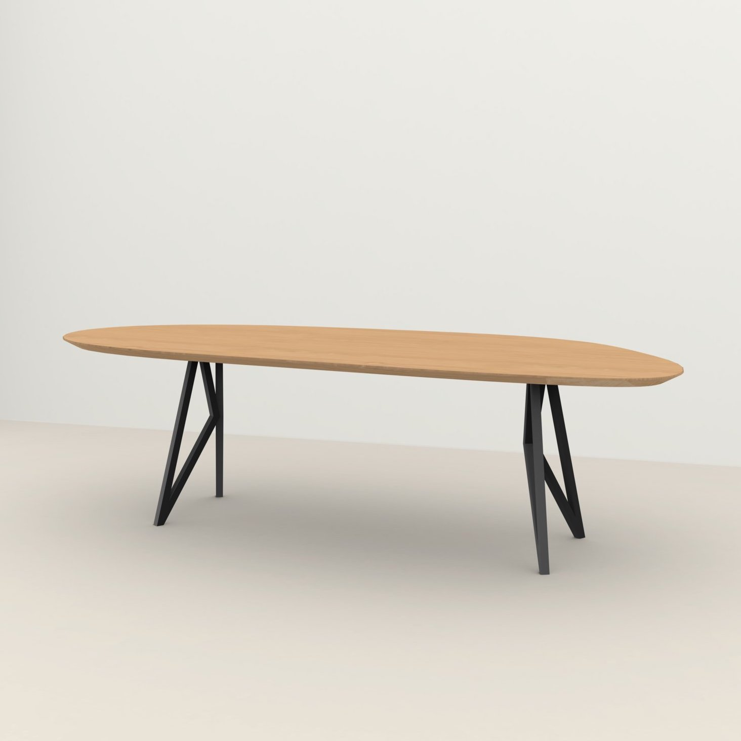 Studio HENK tafel Butterfly Blob - zwart frame, hardwax light 3041 220 x 100 | HWO NL 3041 | Verjongde Rand | Frame Zwart