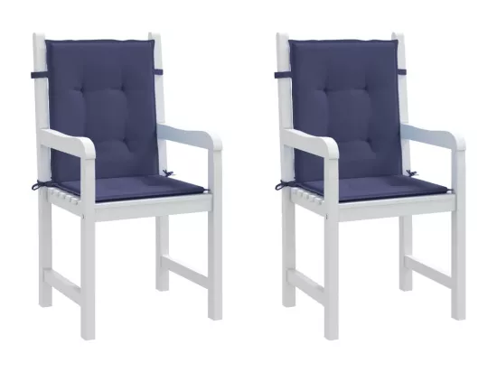Coussins de chaise à dossier bas lot de 2 bleu marine tissu