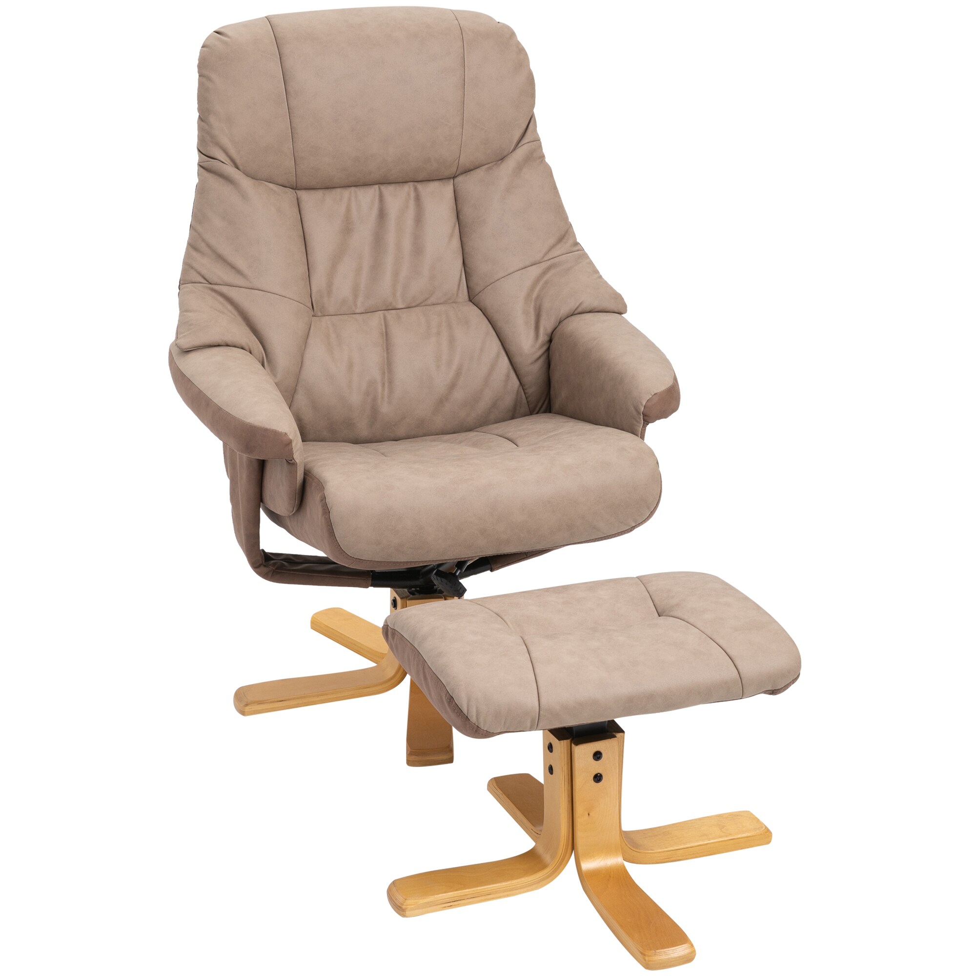 HOMCOM Relaxsessel mit Holzfuß und Hocker braun 78L x 82,5B x 109H cm