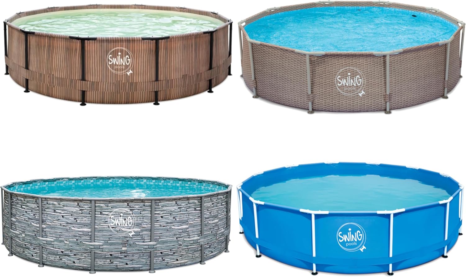 HAF® Swing Metal Frame Pool in blau mit den Maßen 366 x 84 cm | ca. 7.300 Liter Wasserkapazität | Hochwertiger und Stabiler Swimming Pool | Gartenpool/Aufstellpool ohne Filterpumpe