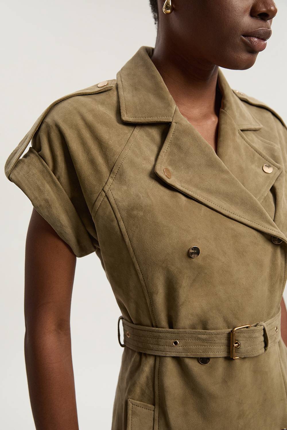 KarenMillen Robe Mini Utilitaire en Daim