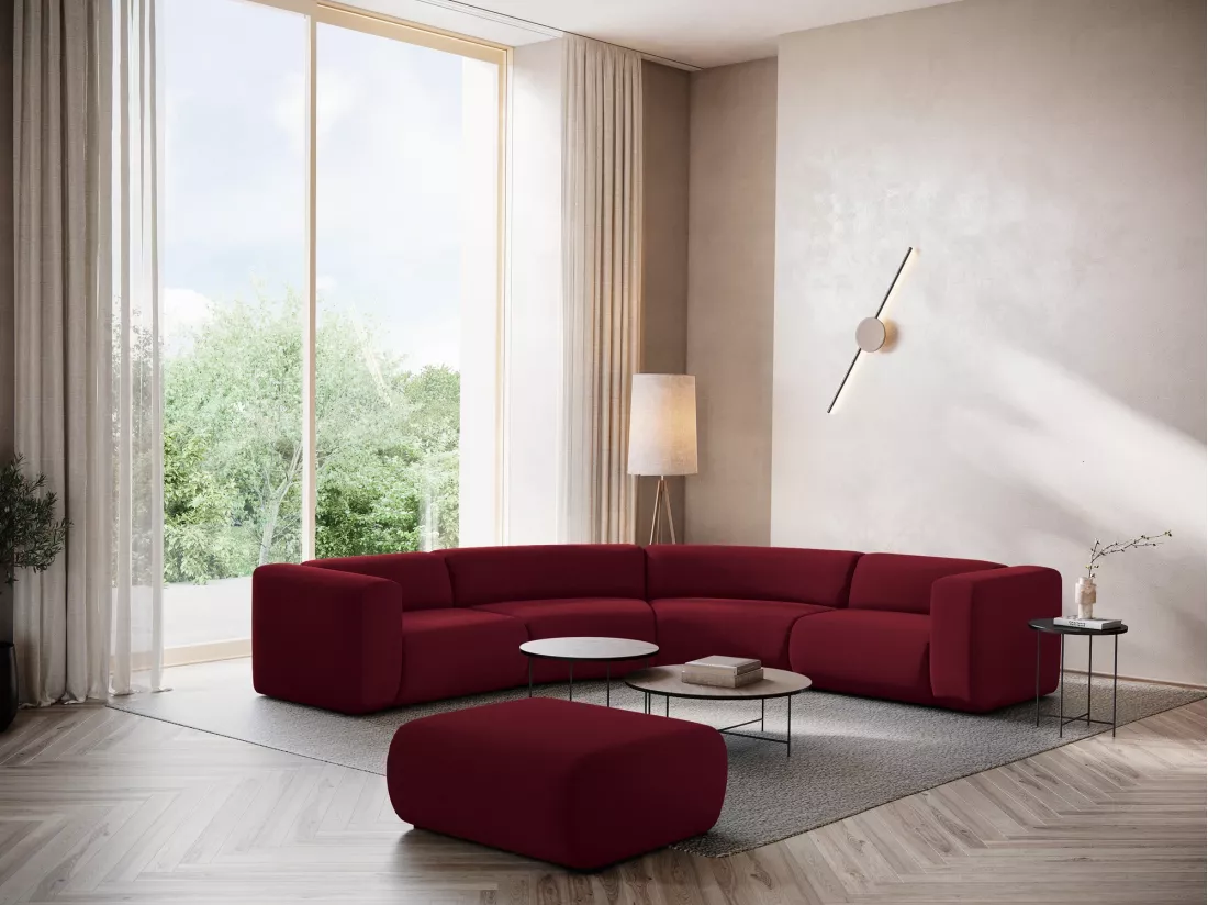 Pouf en velours - bourgogne - EKAHI