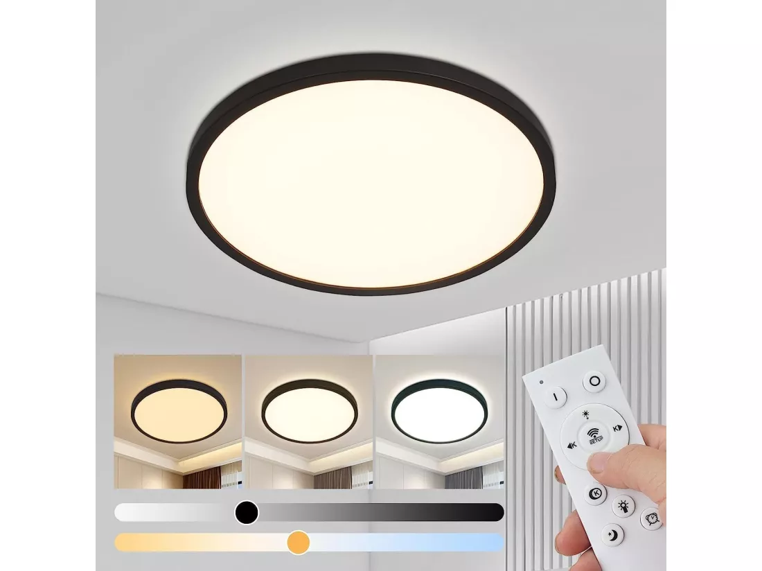 NETTLIFE Panneau LED Blanc Variable avec télécommande Ultra Fin Rond 20W
