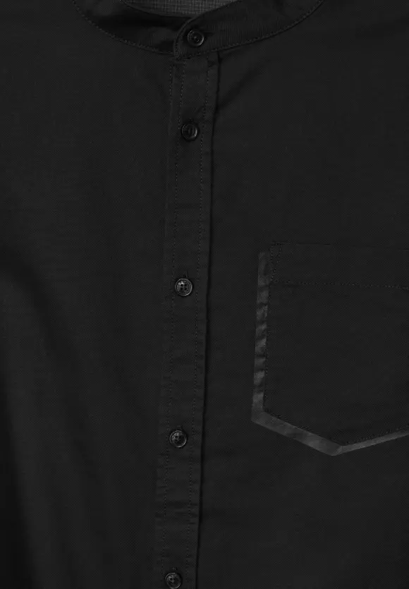 Oxford Hemd mit Dekotasche - Black