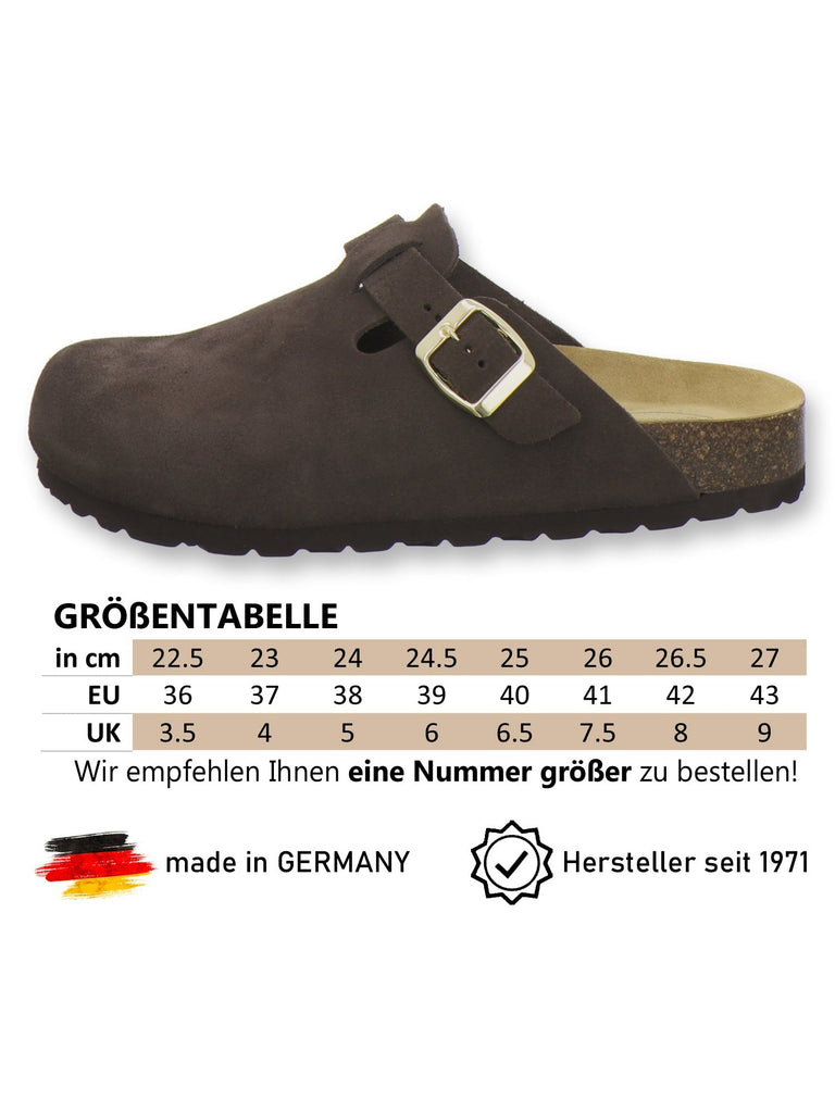 Clogs Damen Leder espresso Velour