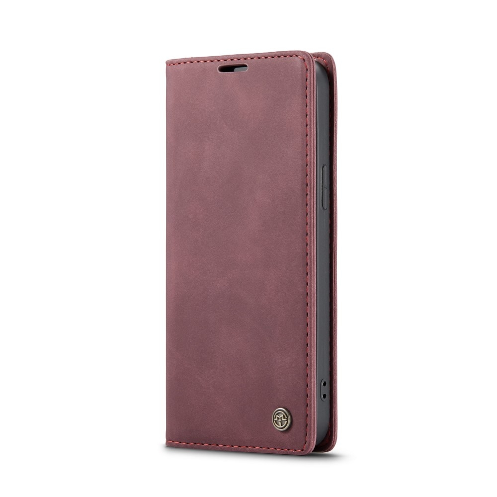 iPhone 12 / iPhone 12 Pro Leder Tasche Flip Wallet Etui mit Kartenfächern - Rot
