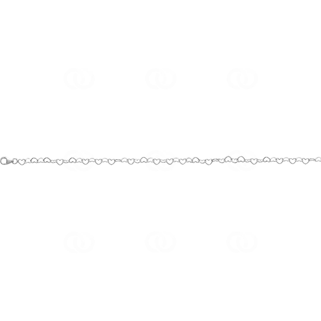 Fusskette Fantasie 925 Silber rhodiniert Herz 26cm