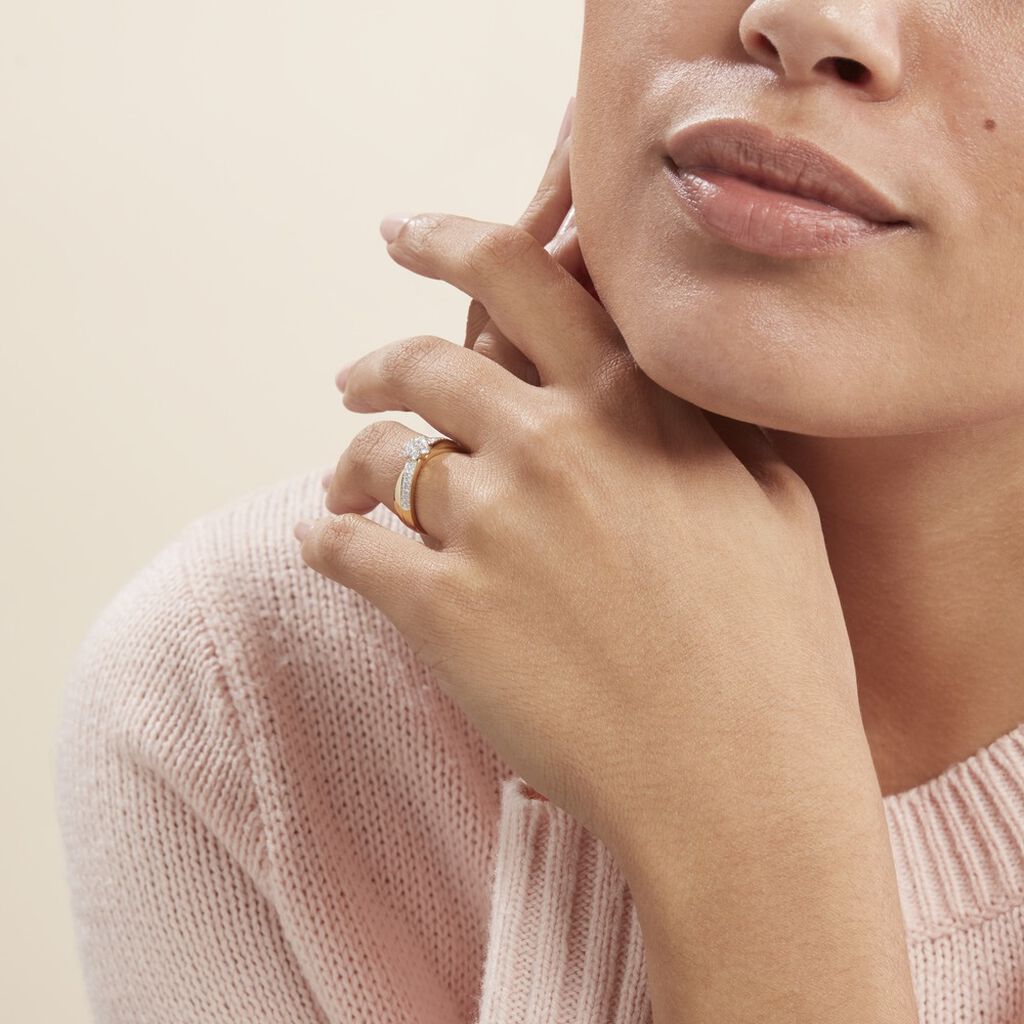 Bague Magnolia Croisee Or Jaune Diamant