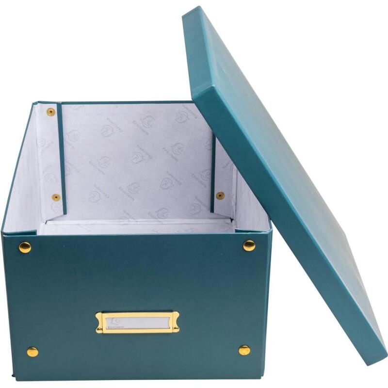 Boîte de rangement à plat carton 27x36x19cm Néo Déco - Bleu canard