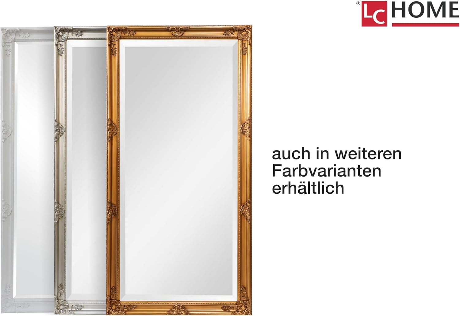 Wandspiegel Barock weiß ca. 200 x 100 cm Antik-Stil m. Facettenschliff XL Ganzkörperspiegel, Gaderobespiegel, Flurspiegel, Spiegel klassisch