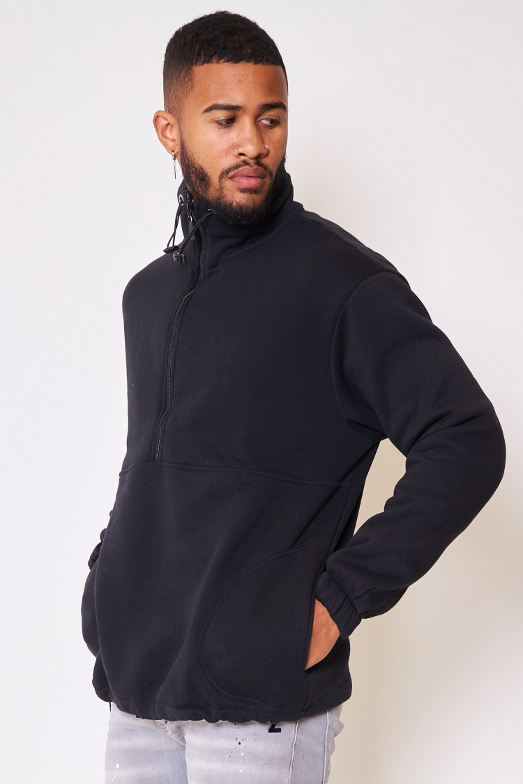 Sweat demi-zip noir