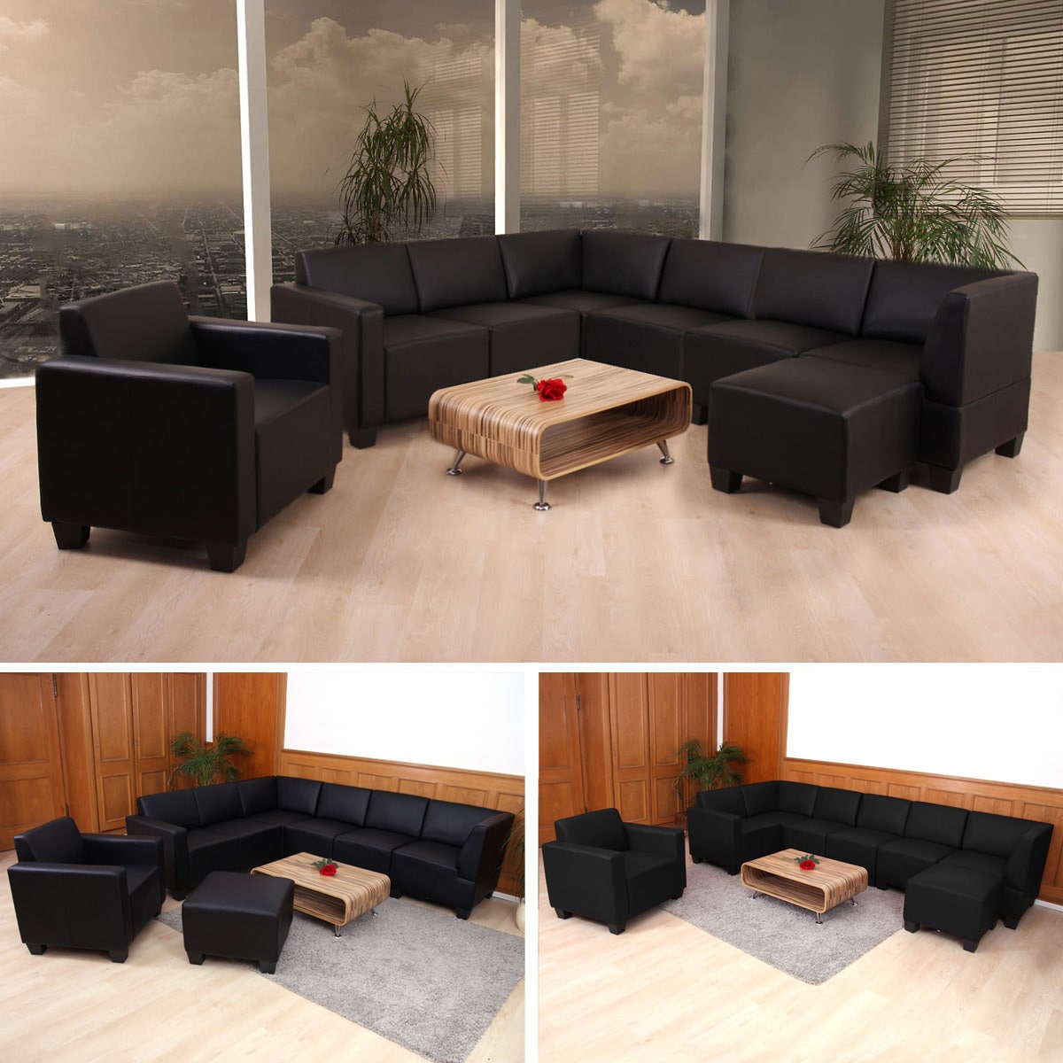 Couch-Garnitur Moncalieri 6-1-1 ~ schwarz