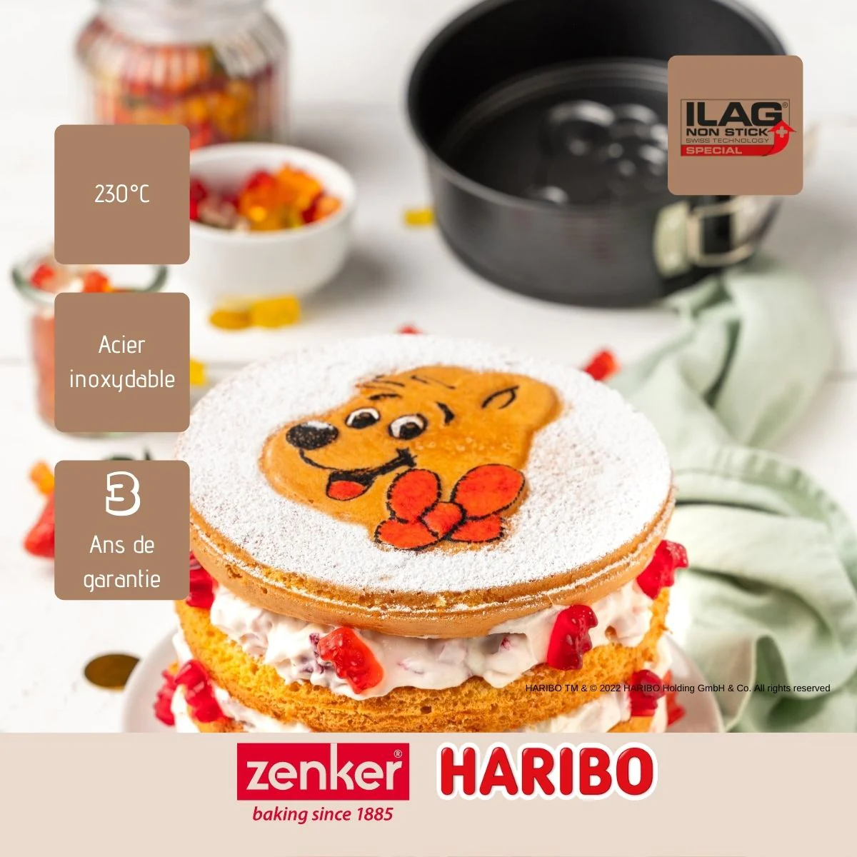 Moule à manqué à charnière 18 cm avec emporte-pièce Haribo Zenker