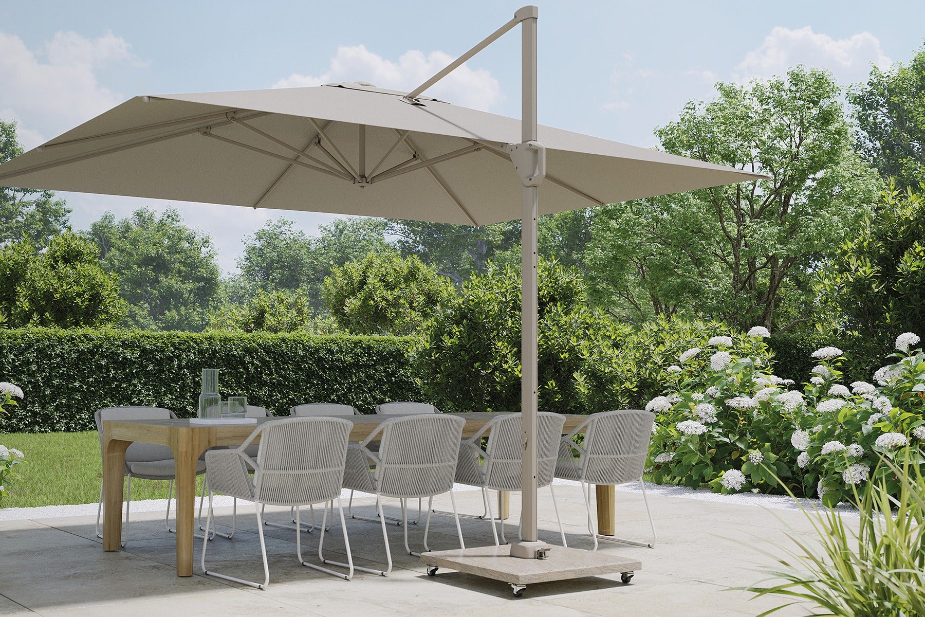 Platinum Challenger Zweefparasol T1 Premium 4x3 m. - Champagne - Sandstone