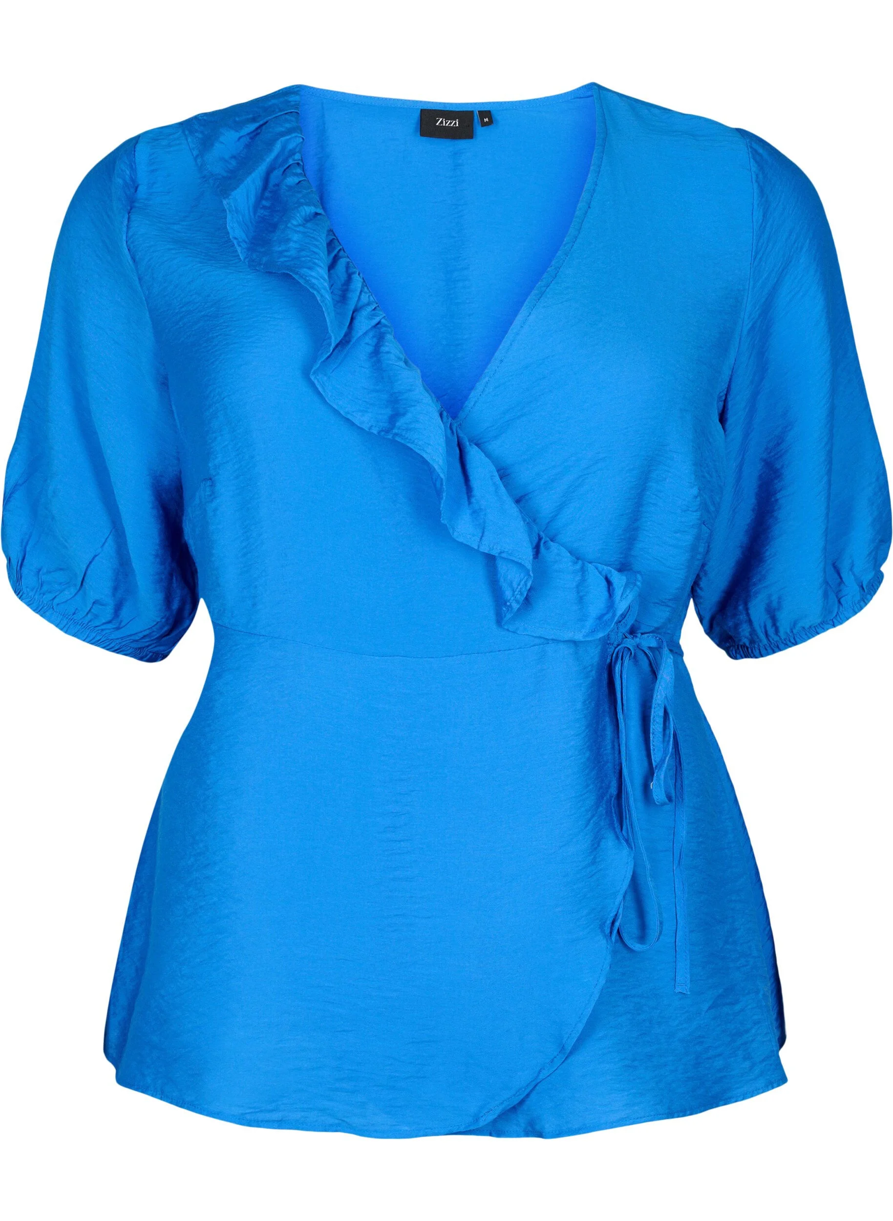 Wrap bluse i viskose med 1/2 ærmer