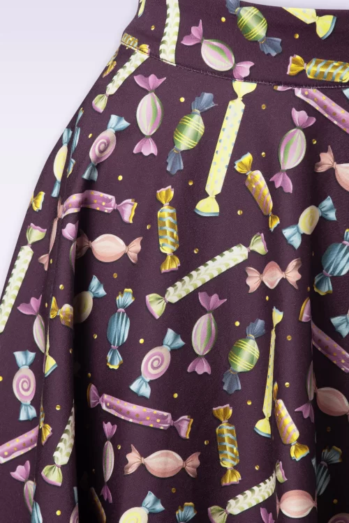 Banned Retro Candy swing rok in aubergine
