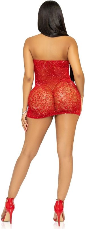 Leg Avenue Halter Mini Jurkje Strass - Rood