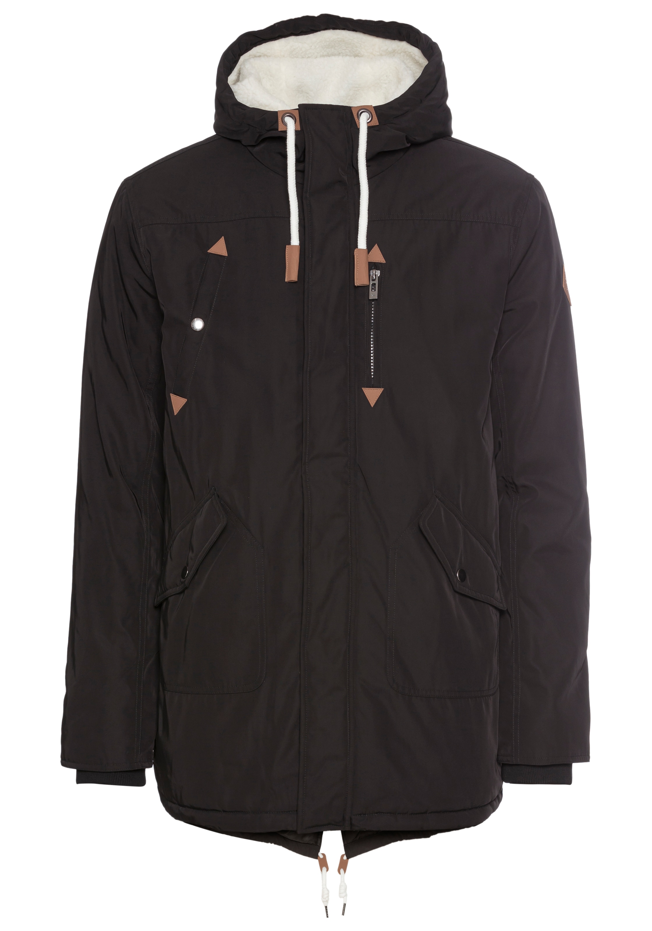 Bruno Banani Winterjacke mit Kapuze modischer Stil,  taillierte Passform,  mit Kapuze,  mit Kordelzügen
