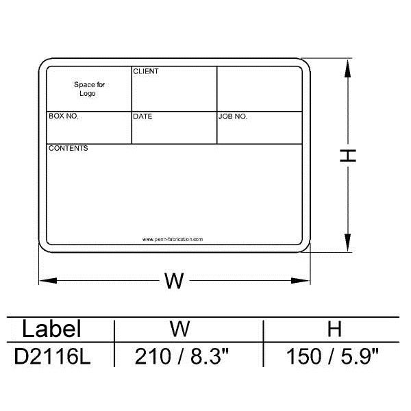 Penn Elcom D2116L tour label, 210 x 150 mm