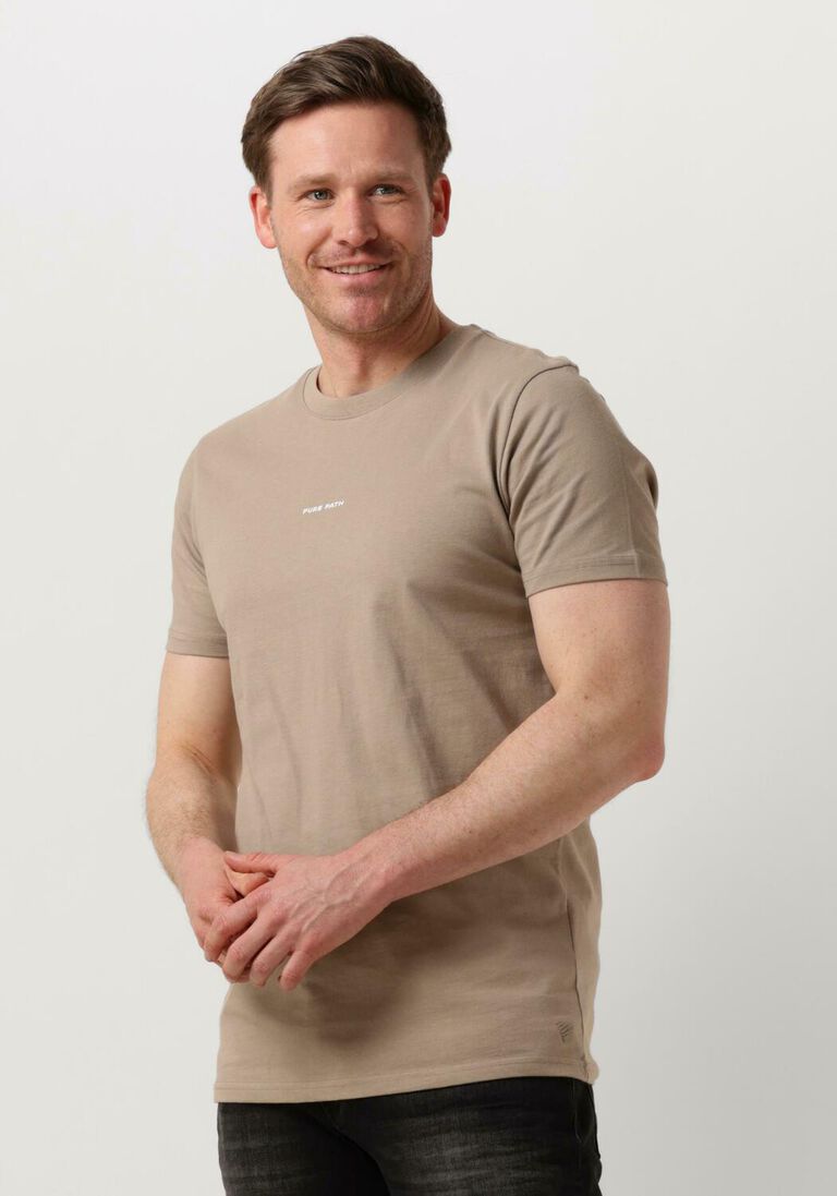 PURE PATH taupe pure path t-shirt tshirt with front and back print