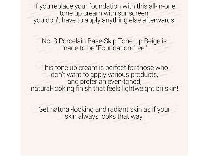numbuzin - Nr. 3 Porseleinen Basis-Skip Tone Up Beige